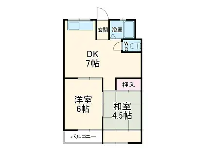 マンション賛栄(2DK/2階)の間取り写真