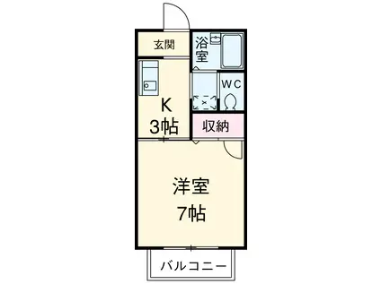 棒屋第1半田ハイツB(1K/2階)の間取り写真