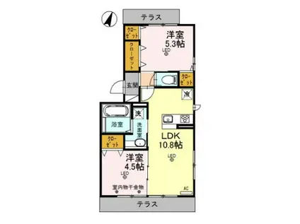 プーロ・テ・ヴェルテ(2LDK/3階)の間取り写真