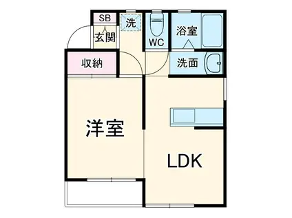 ハイツプレイン(1LDK/2階)の間取り写真