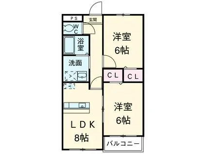 フィールド華美月(2LDK/1階)の間取り写真
