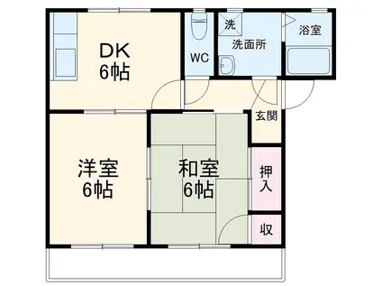 グレイス旭B(2DK/2階)の間取り写真