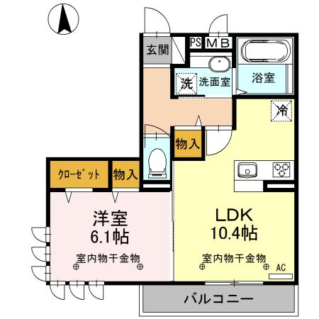 ヴィラグランデⅡ(1LDK/1階)の間取り写真