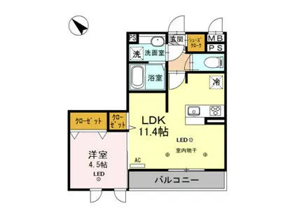 S.エテルネル(1LDK/2階)の間取り写真