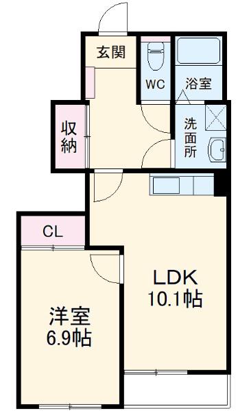 グランドヒルズ(1LDK/1階)の間取り写真