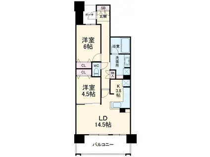 リコット刈谷(2LDK/3階)の間取り写真