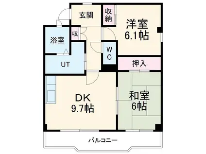 ル・ミエール上の山(2LDK/1階)の間取り写真
