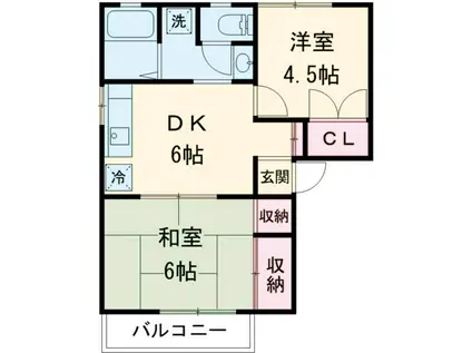 メンバーズタウン聖蹟桜ヶ丘B(2DK/1階)の間取り写真