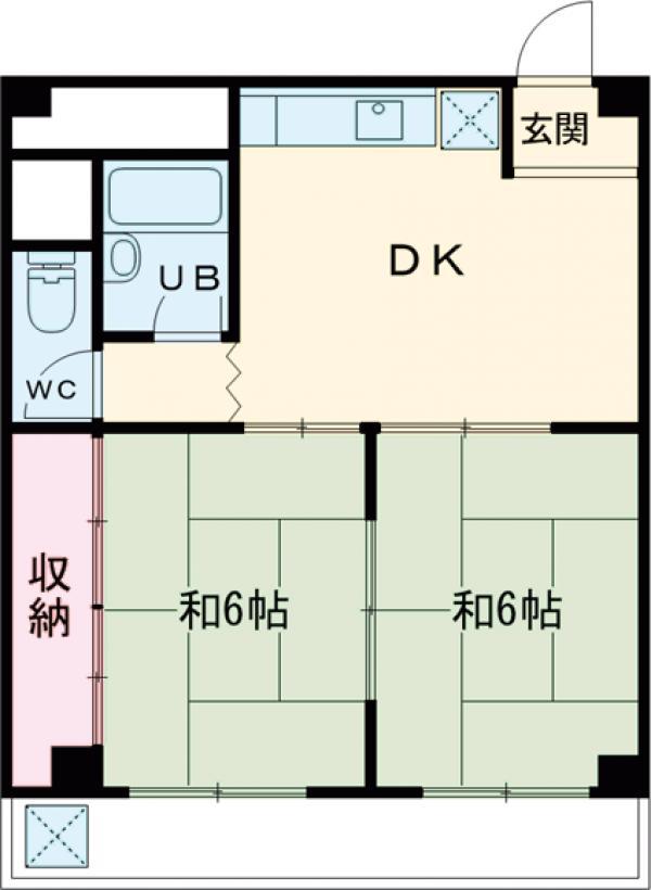 ロイヤルフラワーマンション(2DK/4階)の間取り写真