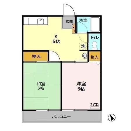 シティハイムアサノA・B(2K/2階)の間取り写真