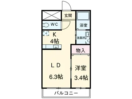 ラ・ペジブル(1LDK/1階)の間取り写真