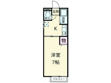 イーストⅡ(1K/2階)の間取り写真
