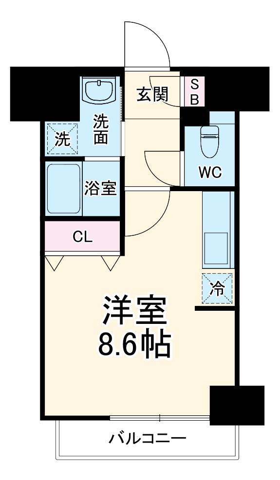 パルティール金山(ワンルーム/8階)の間取り写真
