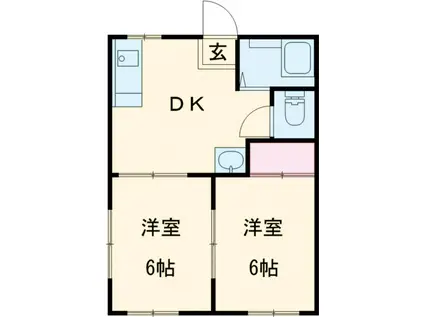 ローズマリーシャトレーB(2DK/2階)の間取り写真