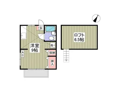 北新ムーンハイツ(ワンルーム/2階)の間取り写真