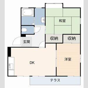 ジュネスIWAZU(2DK/2階)の間取り写真