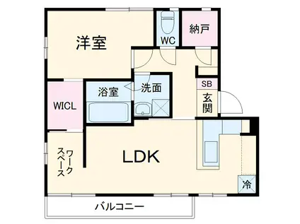 ジュネスIWAZU(1LDK/2階)の間取り写真
