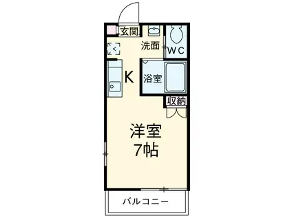 グレイスコート参番館(ワンルーム/2階)の間取り写真