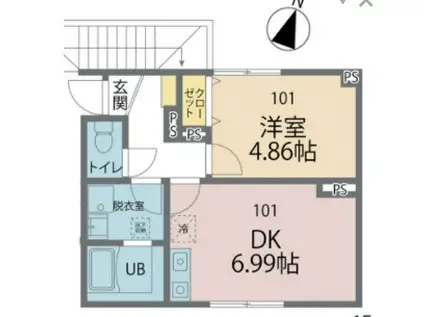 カインドネス赤羽(1DK/1階)の間取り写真