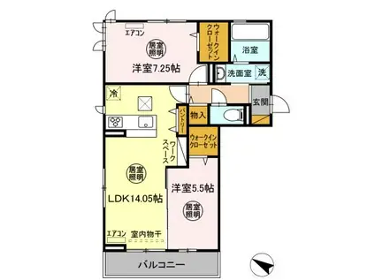 グリシーヌ(2LDK/1階)の間取り写真