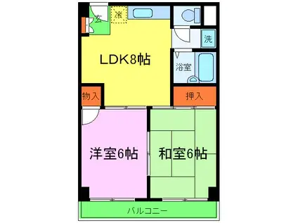 レユシール谷村南上町(2DK/4階)の間取り写真