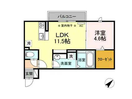 OTTS豊栄(1LDK/2階)の間取り写真