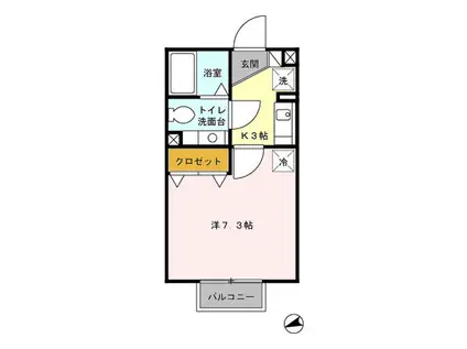 ジュネス・モナリエ(1K/1階)の間取り写真