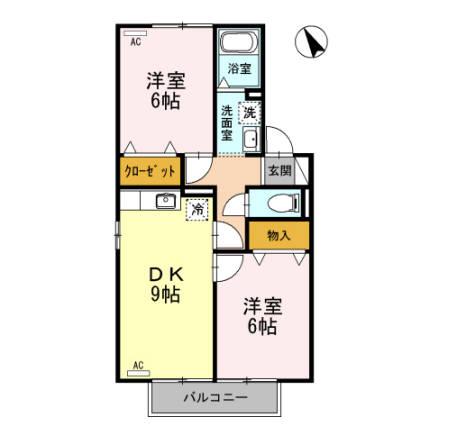 ラコンテ東通(2LDK/2階)の間取り写真