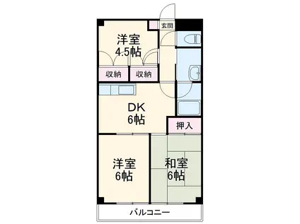 南住吉ハイツ(3DK/3階)の間取り写真