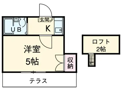 タウンコート(ワンルーム/2階)の間取り写真