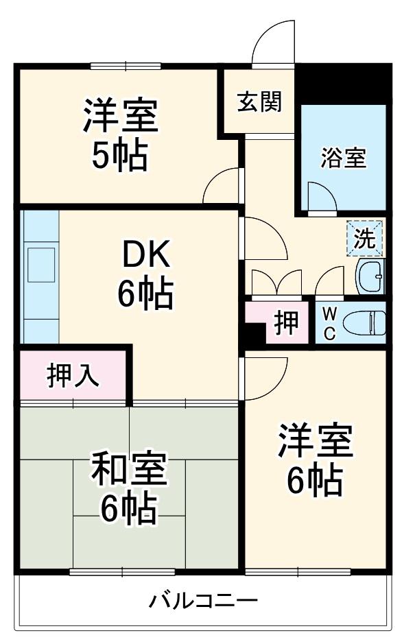 パレ・ドール ソレイユ(3DK/5階)の間取り写真