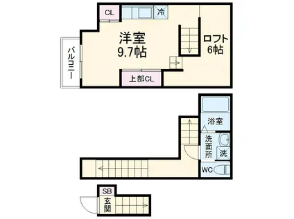 RAFFINE賑町(ワンルーム/2階)の間取り写真