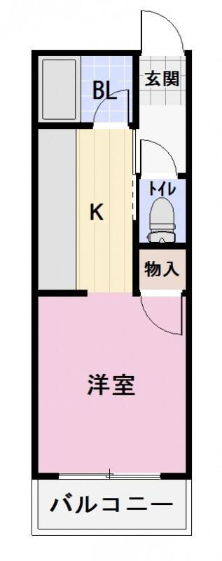 オレンジハウスB(1K/2階)の間取り写真