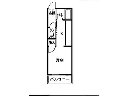 オレンジハウスB(1K/2階)の間取り写真