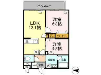 COZY COURT 大泉学園(2LDK/1階)の間取り写真