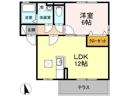 シエルコートⅡ(1LDK/1階)の間取り写真