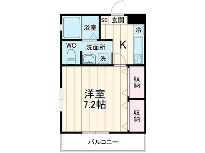 ルーチェマーレ(1K/1階)の間取り写真