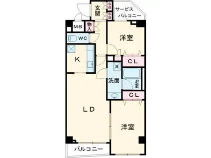 メインステージ千歳船橋(2LDK/8階)の間取り写真