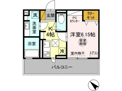 FORTUNE Ⅹ(1K/2階)の間取り写真