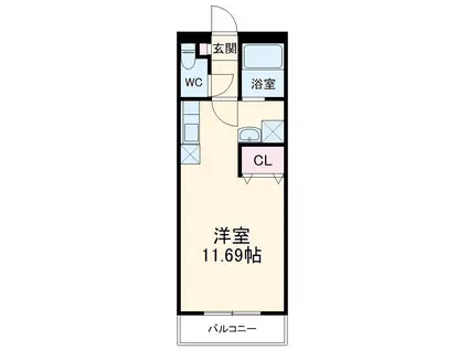 シャンブル英美(ワンルーム/5階)の間取り写真