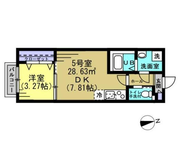 ヴィラ北松戸(1DK/1階)の間取り写真