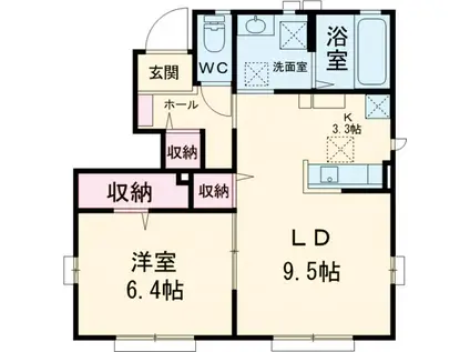 フォレアミ C(1LDK/1階)の間取り写真