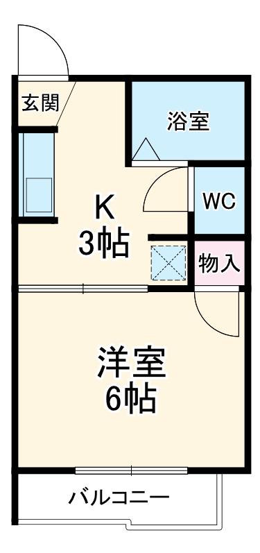 メゾン栗林(1K/1階)の間取り写真