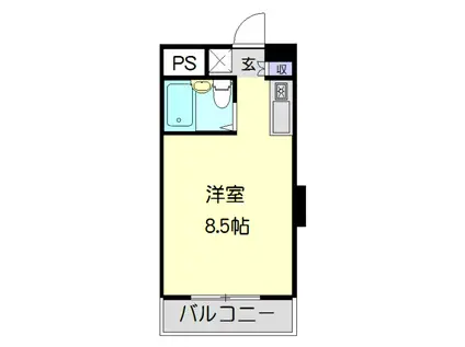 グランドビュー大池(1K/3階)の間取り写真
