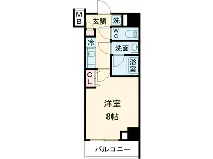 クオリタス綾瀬(1K/4階)の間取り写真