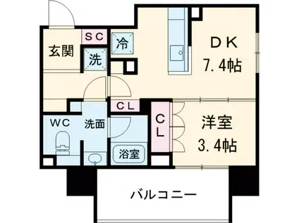 ORSUS NAKANO(1DK/12階)の間取り写真