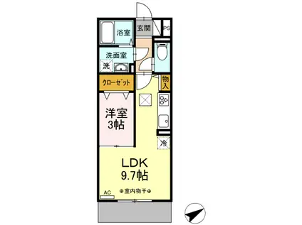 プレミスト Ⅸ(1LDK/1階)の間取り写真