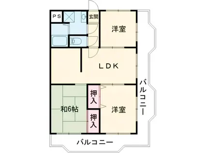 第三吉住友部ビル(3LDK/2階)の間取り写真
