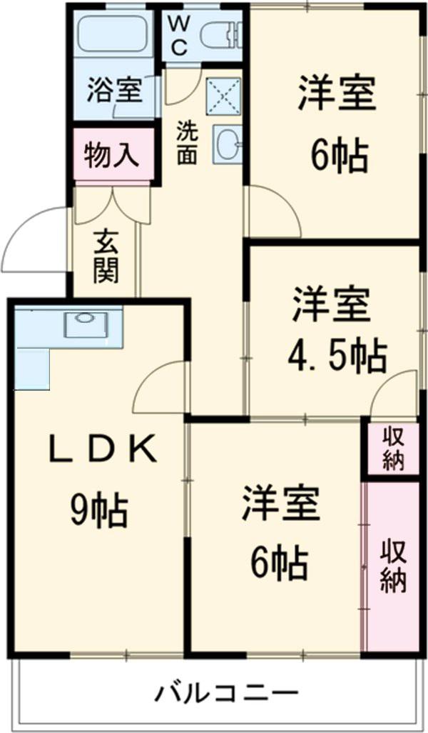 永光マンション(3LDK/1階)の間取り写真