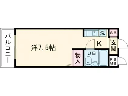 菱和パレス世田谷千歳台(ワンルーム/2階)の間取り写真